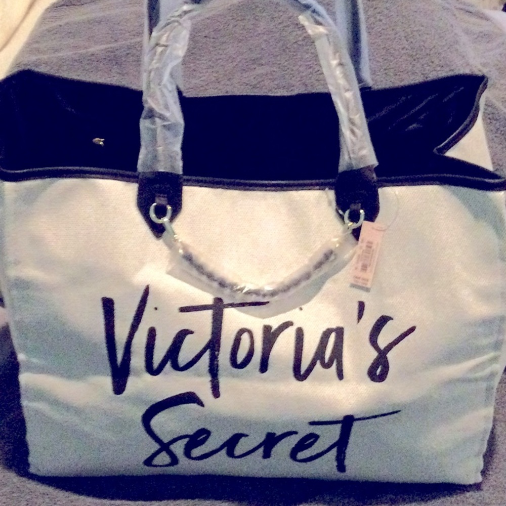Final sale price NWT Victorias Secret canvas tote bag with chain
